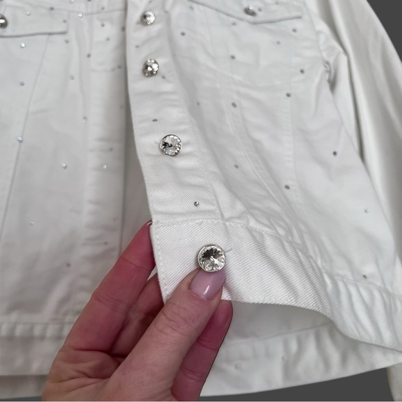 Vintage Christine Alexander White Rhinestone Studded Jean Jacket - Picture 5 of 10